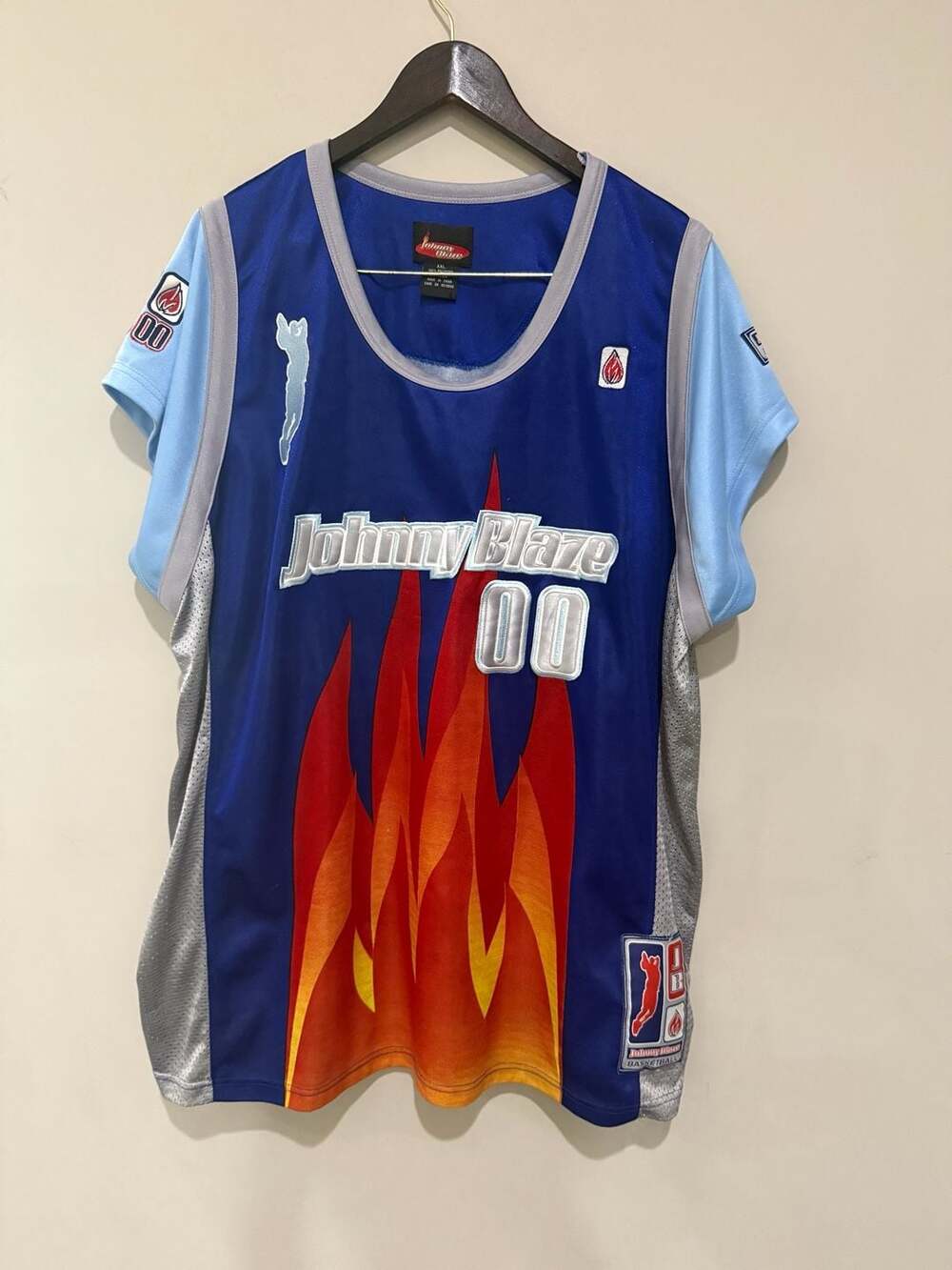 Johnny Blaze Basketball Jersey Size XXL Blue Flame 00 Hip Hop Y2K Vintage